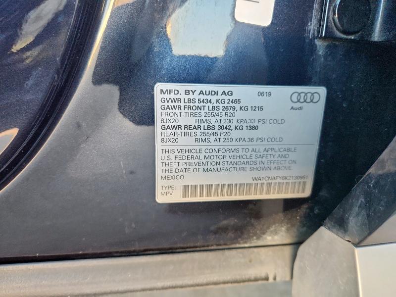 WA1CNAFY6K2130951 - 2019 AUDI Q5 PRESTIGE BLUE photo 14