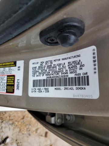 1NXBU4EE9AZ192839 - 2010 TOYOTA COROLLA BASE BEIGE photo 12