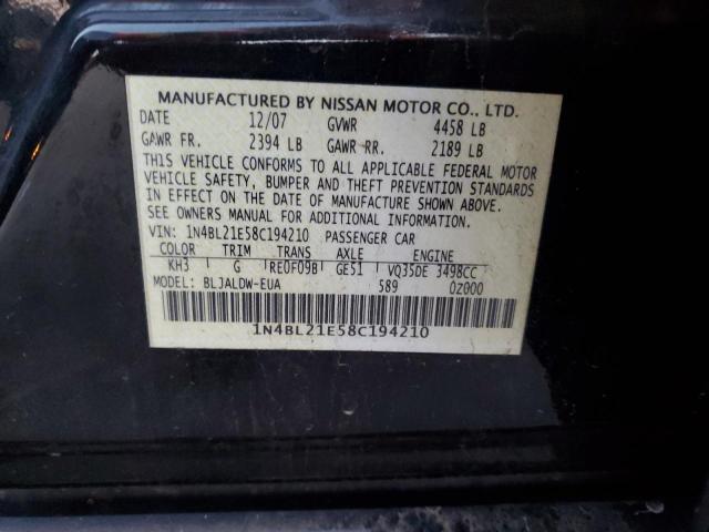 1N4BL21E58C194210 - 2008 NISSAN ALTIMA 3.5SE BLACK photo 12