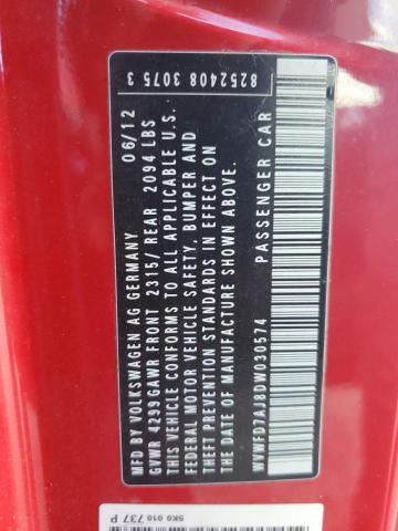 WVWFD7AJ8DW030574 - 2013 VOLKSWAGEN GTI წითელი ფოტო 12