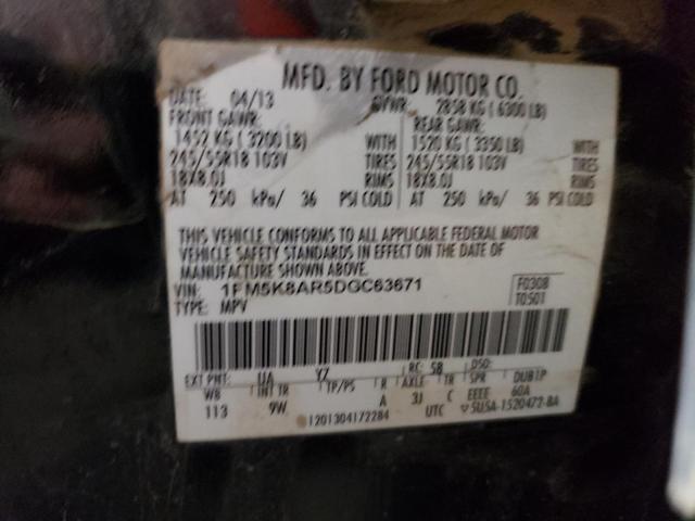 1FM5K8AR5DGC63671 - 2013 FORD EXPLORER POLICE INTERCEPTOR BLACK photo 13