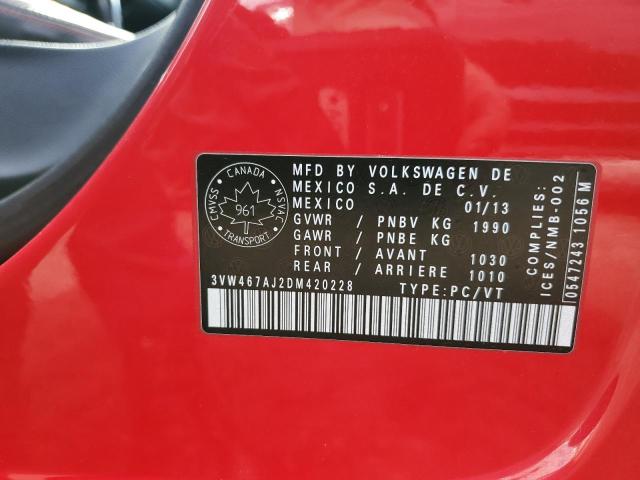 3VW467AJ2DM420228 - 2013 VOLKSWAGEN JETTA GLI RED photo 12