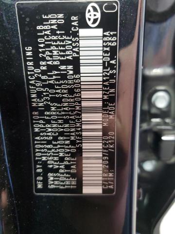 5YFS4MCE7MP066066 - 2021 TOYOTA COROLLA SE შავი ფოტო 12