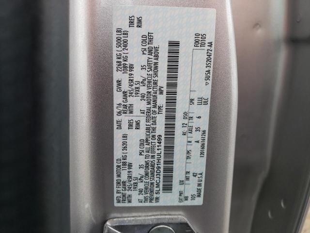 5LMCJ3D91HUL11499 - 2017 LINCOLN MKC RESERVE SILVER photo 13