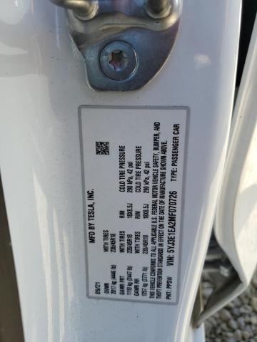 5YJ3E1EA2MF070726 - 2021 TESLA MODEL 3 WHITE photo 12