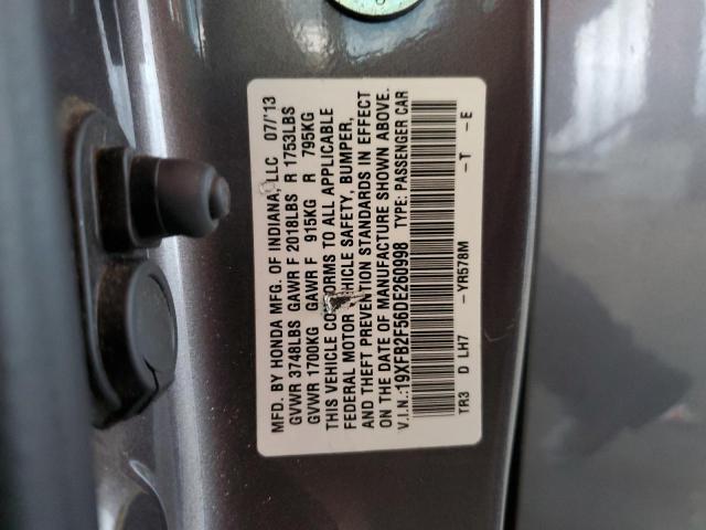 19XFB2F56DE260998 - 2013 HONDA CIVIC LX 灰色 照片 12