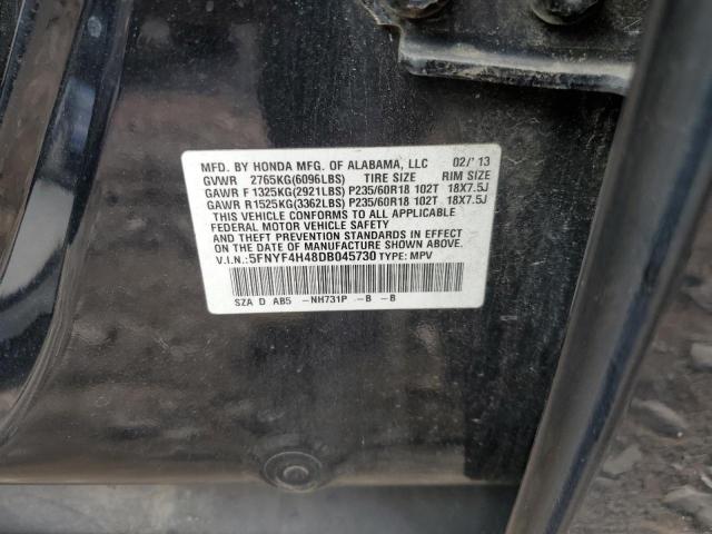 5FNYF4H48DB045730 - 2013 HONDA PILOT EX BLACK photo 13