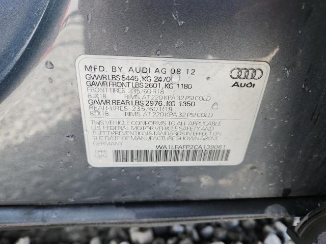 WA1LFAFP2CA139061 - 2012 AUDI Q5 PREMIUM PLUS SILVER photo 12