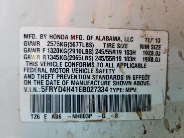 5FRYD4H41EB027334 - 2014 ACURA MDX TECHNOLOGY Ақ фото 13