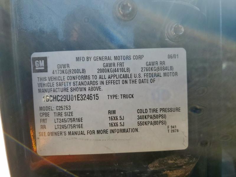 1GCHC29U01E324615 - 2001 CHEVROLET SILVERADO C2500 HEAVY DUTY GRAY photo 13