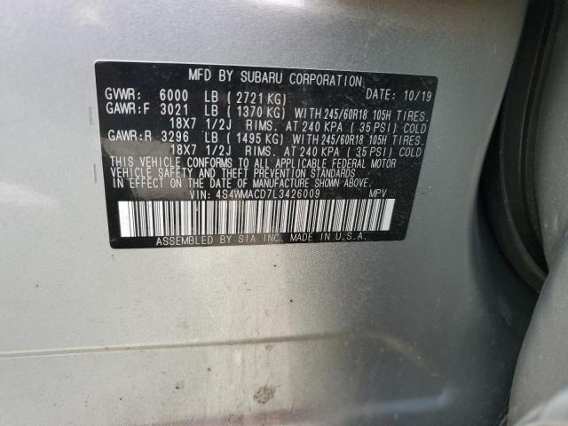 4S4WMACD7L3426009 - 2020 SUBARU ASCENT PREMIUM SILVER photo 12