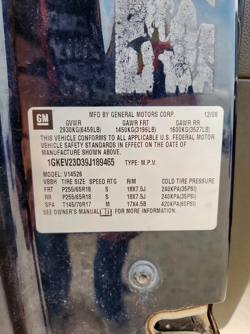 1GKEV23D39J189465 - 2009 GMC ACADIA SLT-1 BLUE photo 13
