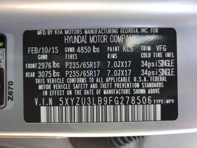 5XYZU3LB9FG278506 - 2015 HYUNDAI SANTA FE S SILVER photo 14