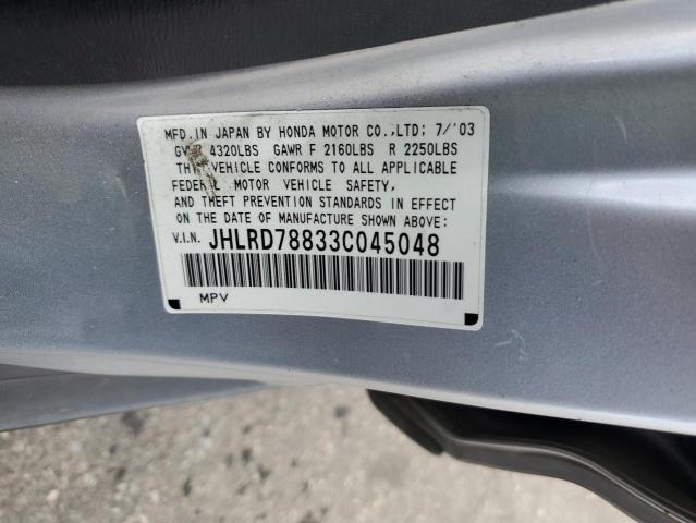 JHLRD78833C045048 - 2003 HONDA CR-V EX SILVER photo 13