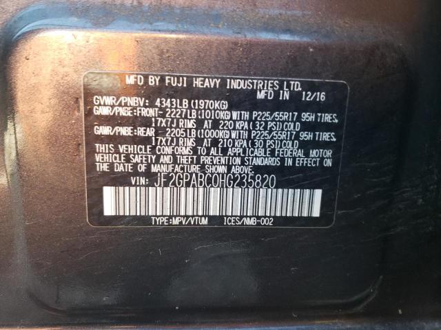 JF2GPABC0HG235820 - 2017 SUBARU CROSSTREK PREMIUM 灰色 照片 14