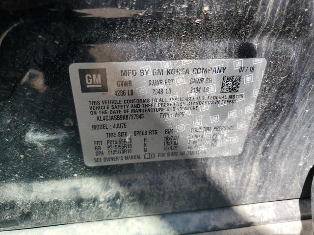 KL4CJASB9KB727945 - 2019 BUIC ENCORE PREFERRED შავი ფოტო 13