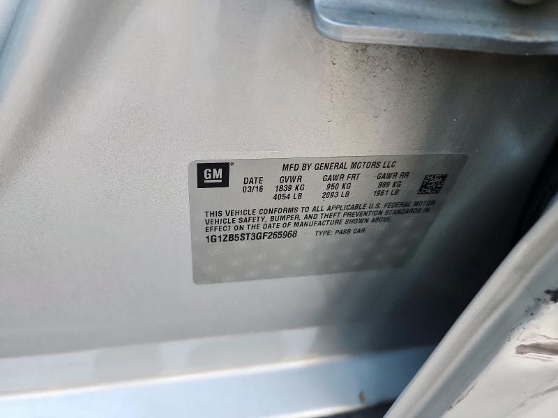 1G1ZB5ST3GF265968 - 2016 CHEVROLET MALIBU LS SILVER photo 12