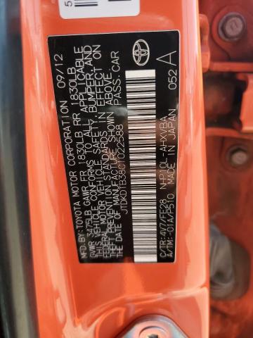 JTDKDTB38C1022588 - 2012 TOYOTA PRIUS C ORANGE photo 13