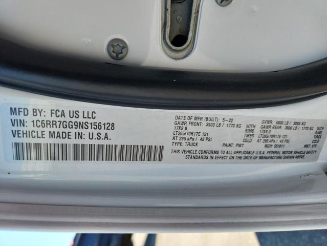 1C6RR7GG9NS156128 - 2022 RAM 1500 CLASS SLT Weiß Foto 12