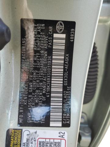 4T1BK36BX5U011936 - 2005 TOYOTA AVALON XL 绿色 照片 12