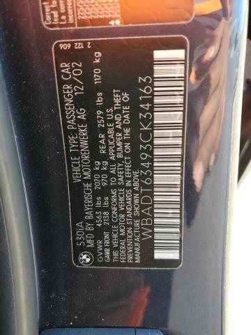 WBADT63493CK34163 - 2003 BMW 530I I AUTOMATIC BLACK photo 12