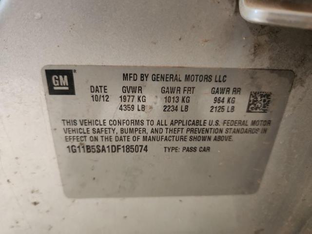 1G11B5SA1DF185074 - 2013 CHEVROLET MALIBU LS 银色 照片 12