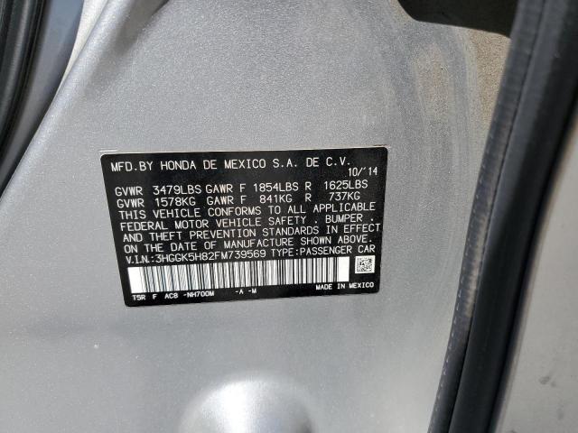 3HGGK5H82FM739569 - 2015 HONDA FIT EX 银色 照片 12