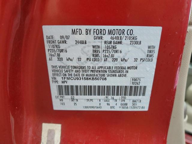 1FMCU93158KB50708 - 2008 FORD ESCAPE XLT RED photo 14