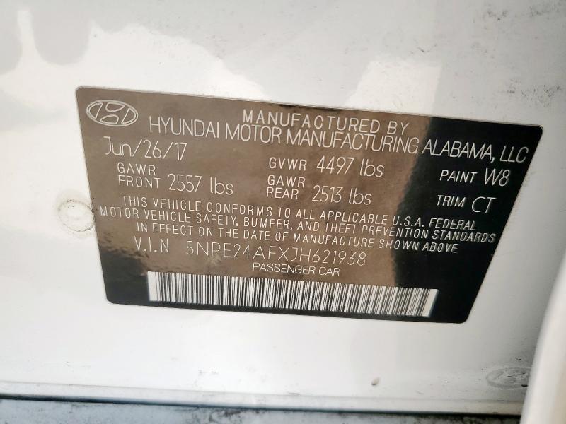 5NPE24AFXJH621938 - 2018 HYUNDAI SONATA SE 白色 照片 12