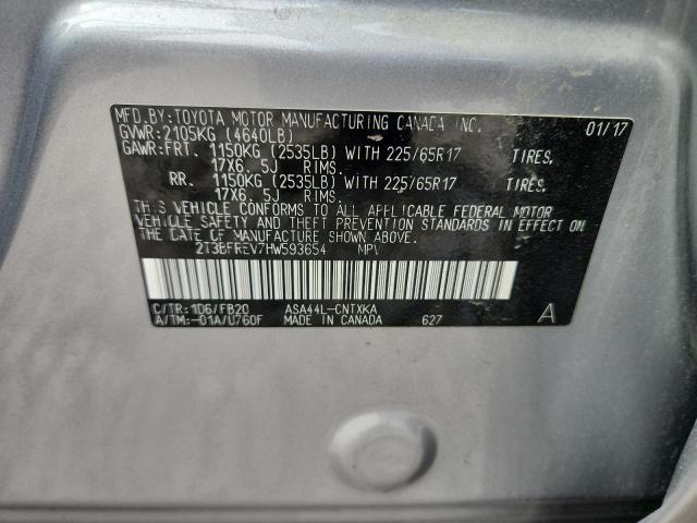 2T3BFREV7HW593654 - 2017 TOYOTA RAV4 LE 银色 照片 12