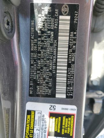 4T1B11HK8JU667034 - 2018 TOYOTA CAMRY L 灰色 照片 13