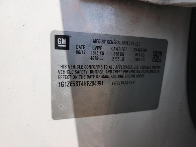 1G1ZE5ST4HF284991 - 2017 CHEVROLET MALIBU LT 白色 照片 12