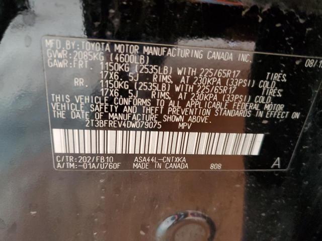 2T3BFREV4DW079075 - 2013 TOYOTA RAV4 LE BLACK photo 12