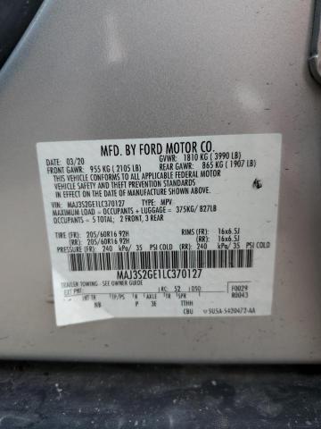 MAJ3S2GE1LC370127 - 2020 FORD ECOSPORT SE SILVER photo 13