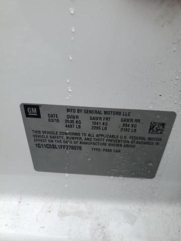 1G11C5SL1FF278078 - 2015 CHEVROLET MALIBU 1LT 白色 照片 12