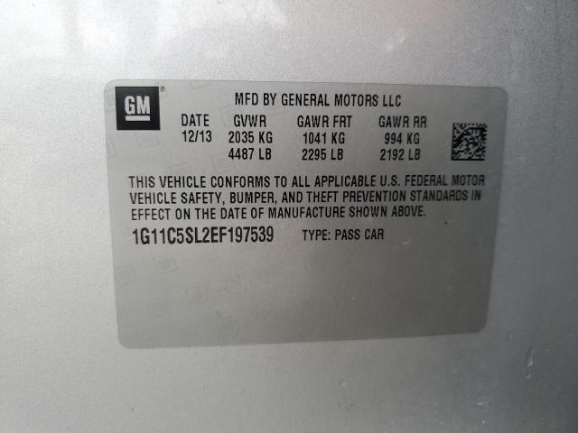 1G11C5SL2EF197539 - 2014 CHEVROLET MALIBU 1LT SILVER photo 12