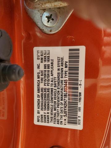 5J6YH2H71BL003445 - 2011 HONDA ELEMENT EX ORANGE photo 13