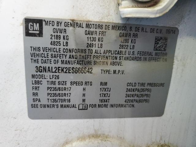 3GNAL2EK2ES666642 - 2014 CHEVROLET CAPTIVA LS WHITE photo 13