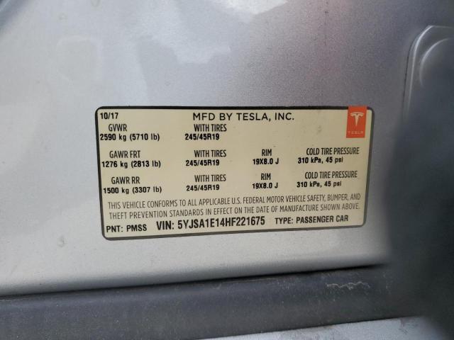 5YJSA1E14HF221675 - 2017 TESLA MODEL S Gümüş foto 13
