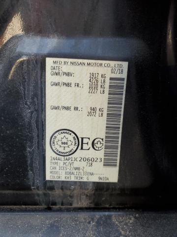 1N4AL3AP1JC206023 - 2018 NISSAN ALTIMA 2.5 Czarny zdjęcie 12