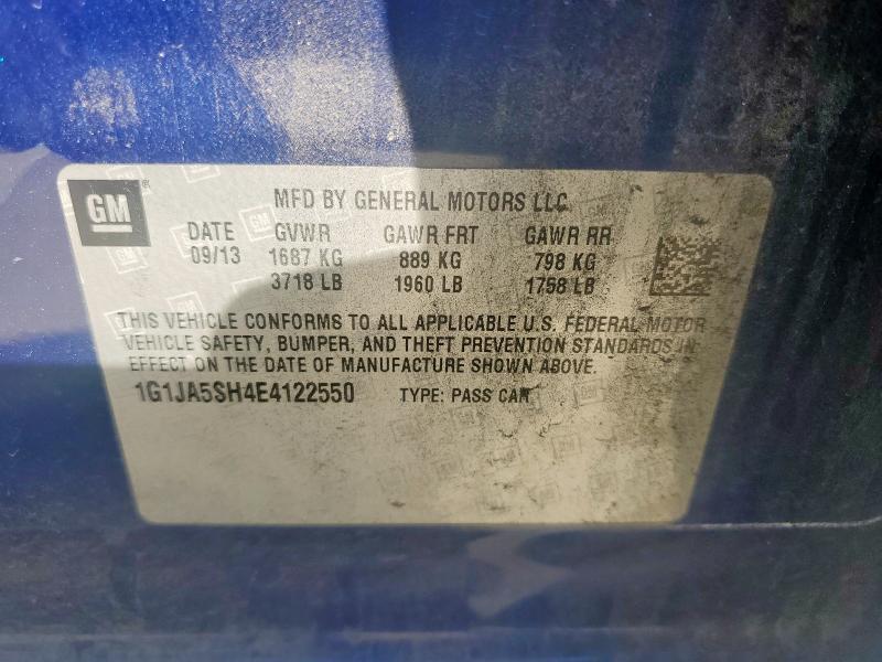 1G1JA5SH4E4122550 - 2014 CHEVROLET SONIC LS BLUE photo 13