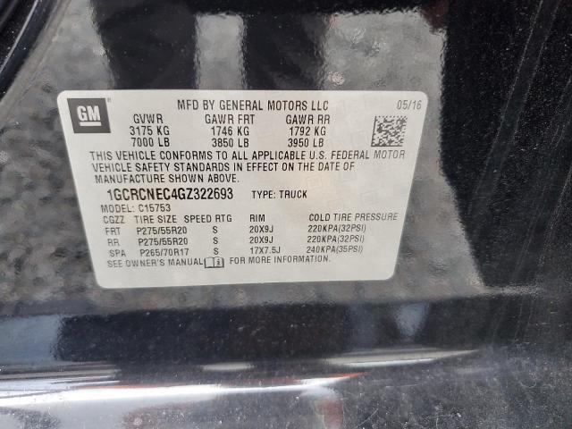 1GCRCNEC4GZ322693 - 2016 CHEVROLET SILVERADO C1500 BLACK photo 12