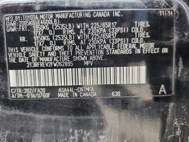 2T3RFREV2FW262895 - 2015 TOYOTA RAV4 XLE BLACK photo 13