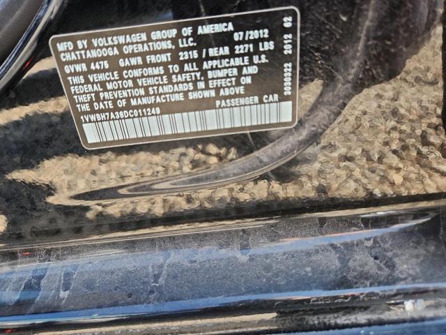 1VWBH7A38DC011249 - 2013 VOLKSWAGEN PASSAT SE BLACK photo 13