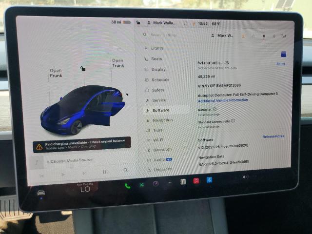 5YJ3E1EA5MF013596 - 2021 TESLA MODEL 3 Mavi fotoğraf 9
