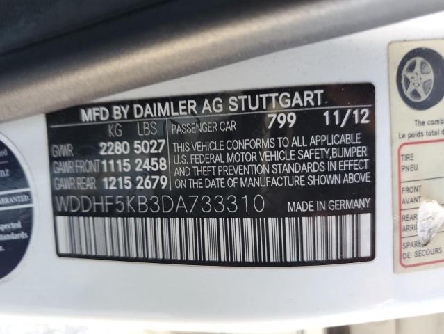 WDDHF5KB3DA733310 - 2013 MERCEDES-BENZ E 350 WHITE photo 12