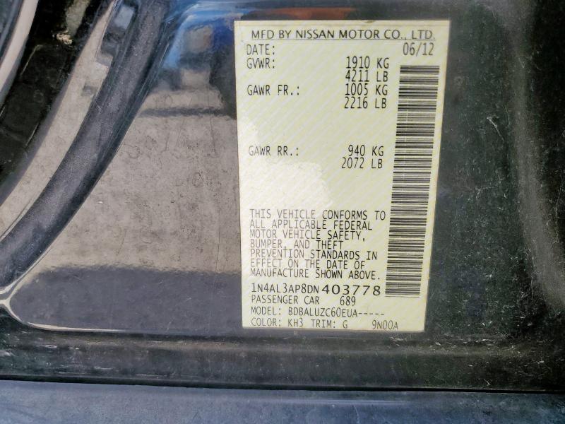 1N4AL3AP8DN403778 - 2013 NISSAN ALTIMA 2.5 BLACK photo 13