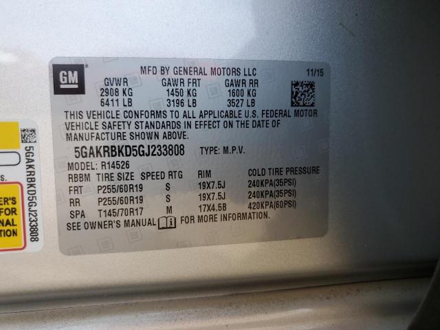 5GAKRBKD5GJ233808 - 2016 BUICK ENCLAVE 银色 照片 13