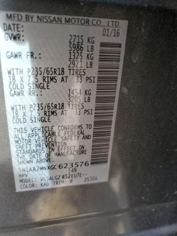 5N1AR2MNXGC623576 - 2016 NISSAN PATHFINDER S SILVER photo 12
