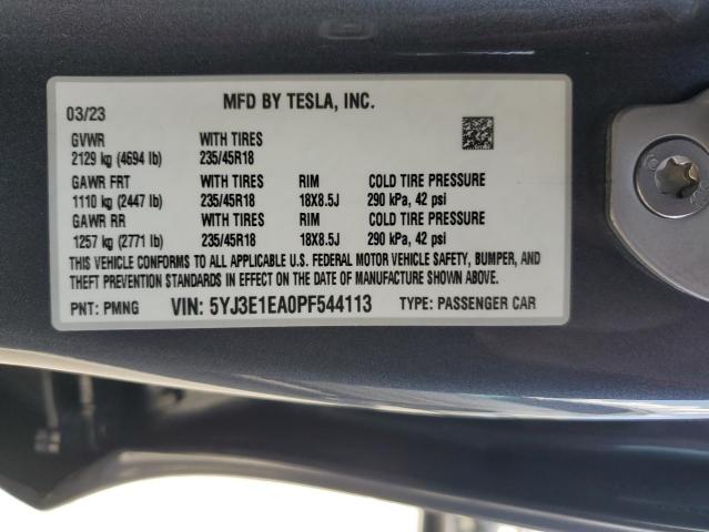5YJ3E1EA0PF544113 - 2023 TESLA MODEL 3 გრაფიტი ფოტო 12